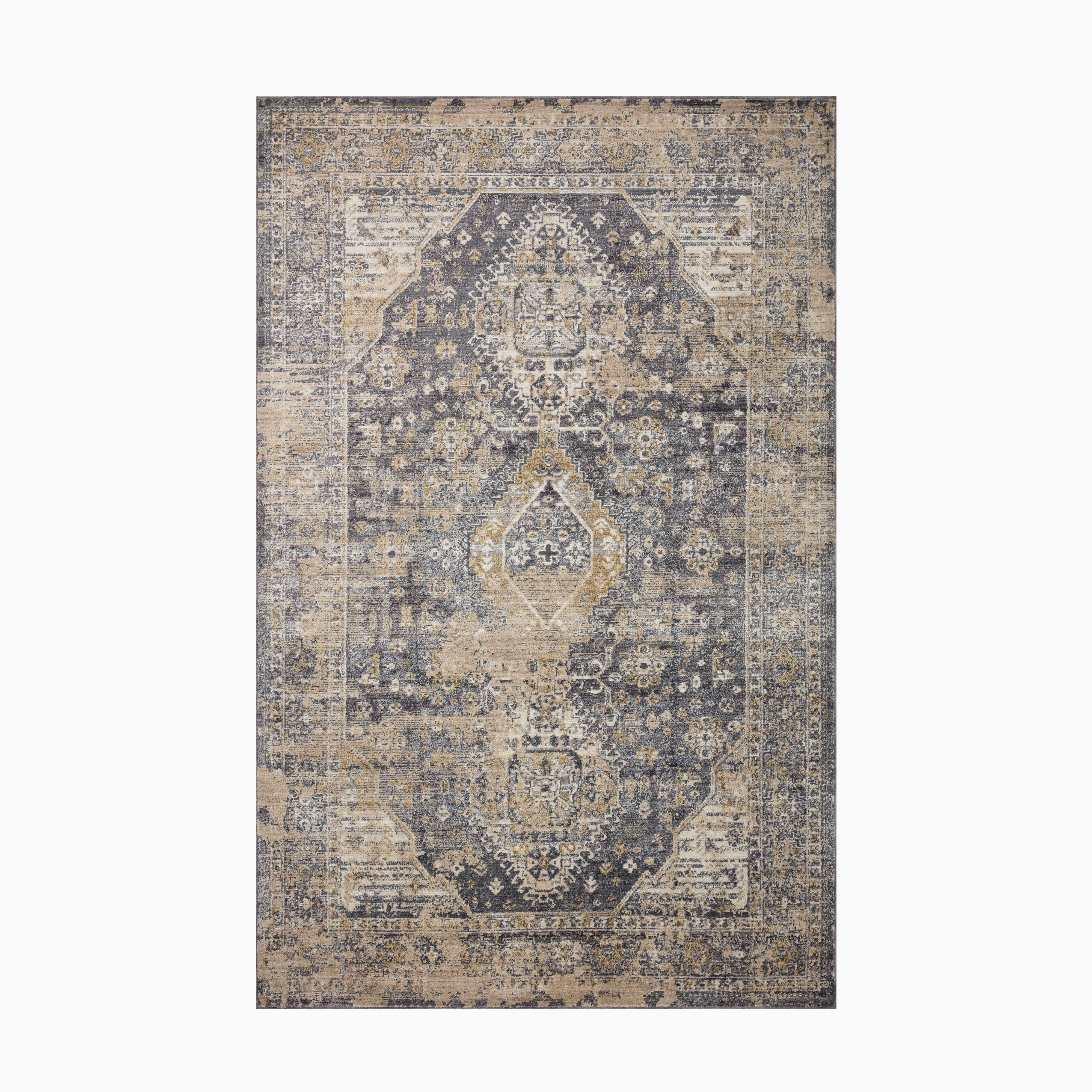 McGowan Polyester & Polypropylene Pile Rug in Midnight / Sand