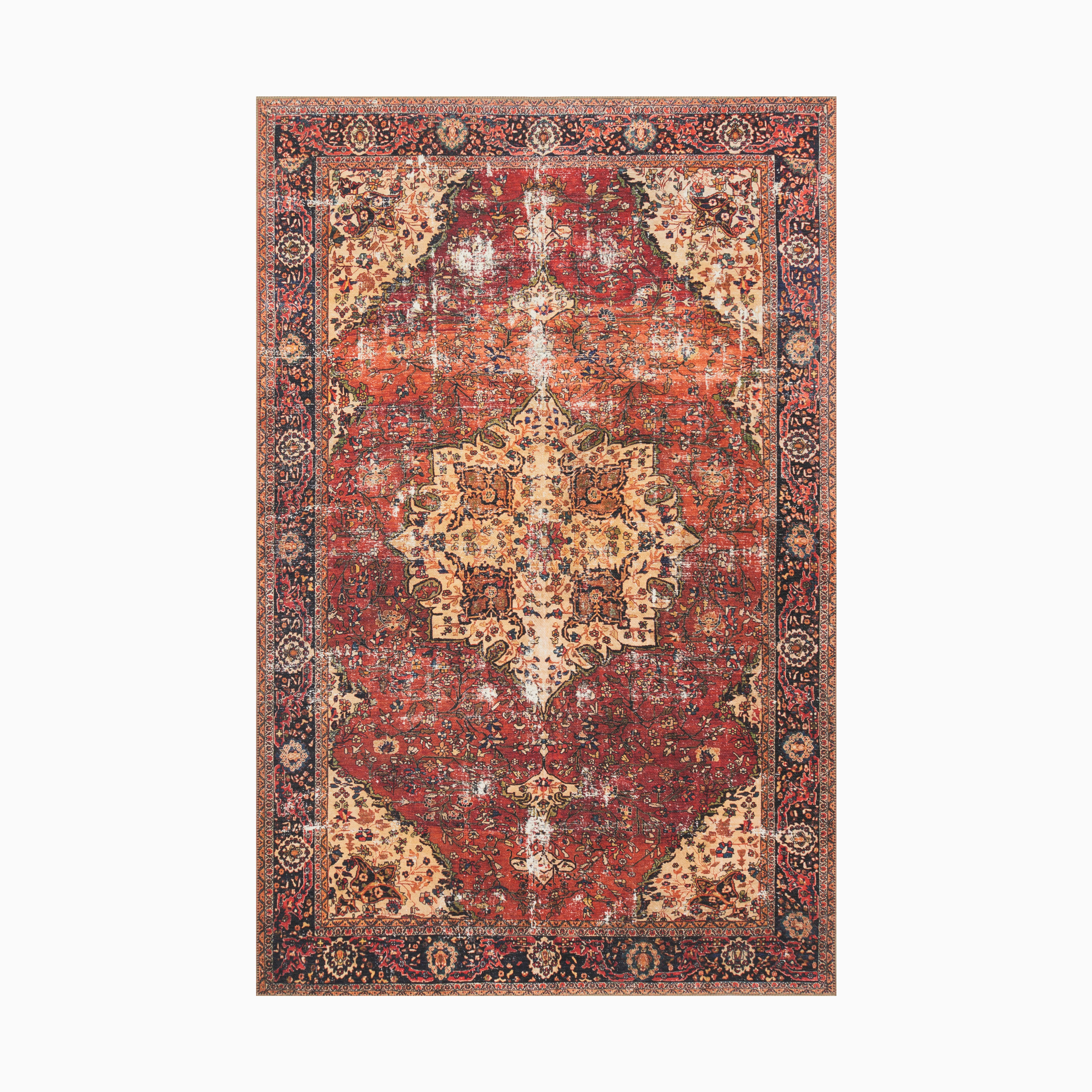 Pascal Polyester Face Rug in Brick / Midnight