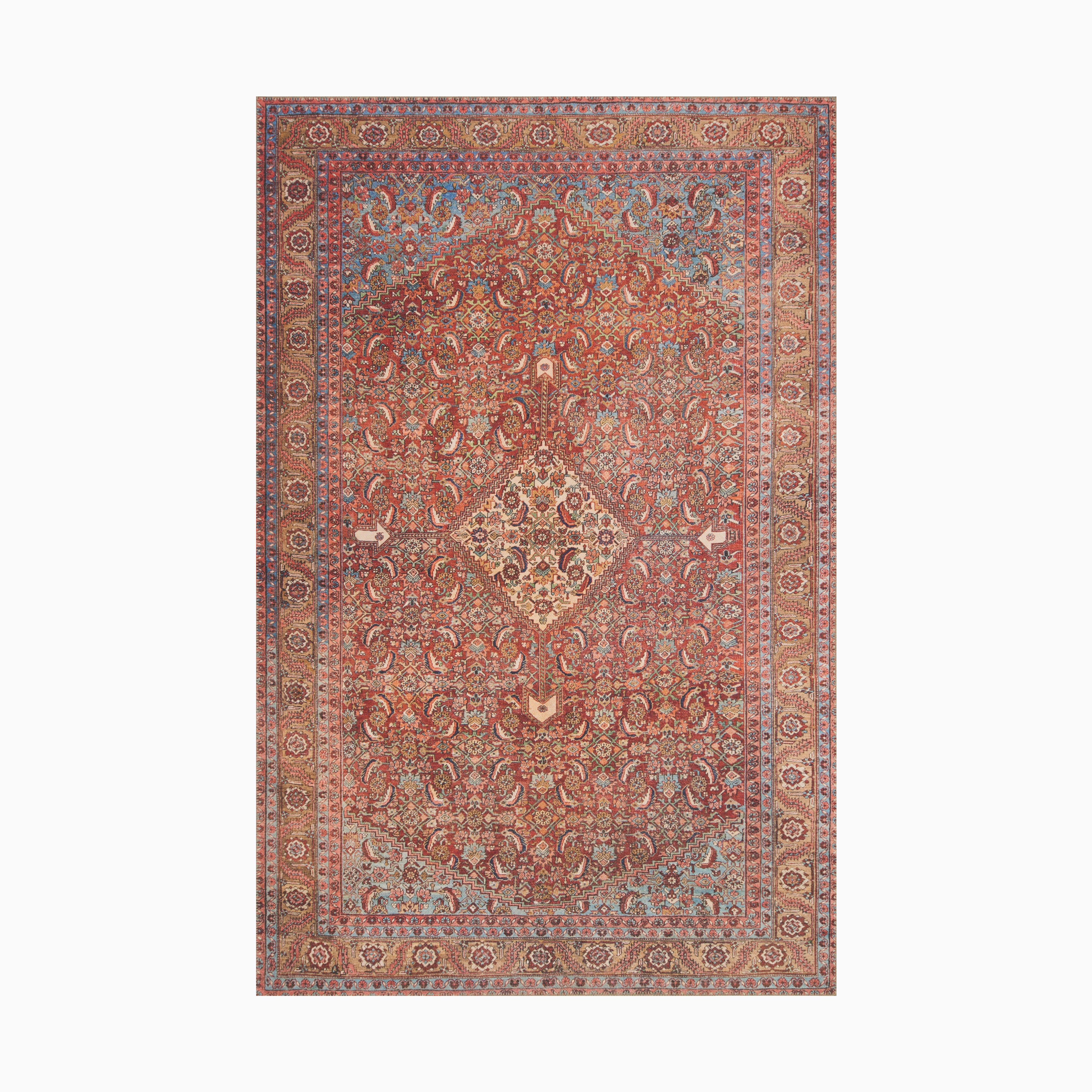 Pascal Polyester Face Rug in Brick / Multi