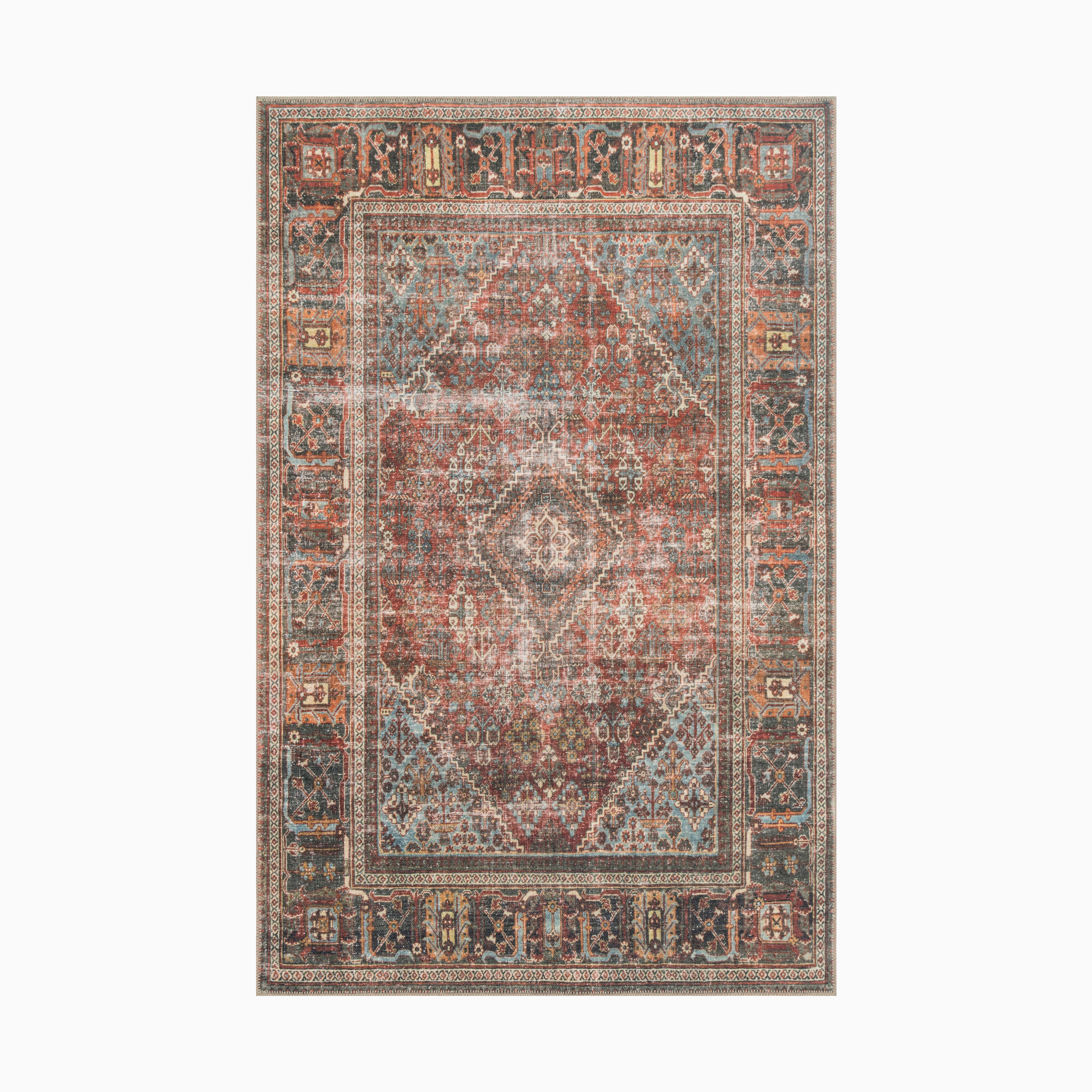 Pascal Polyester Face Rug in Burgundy / Graphite