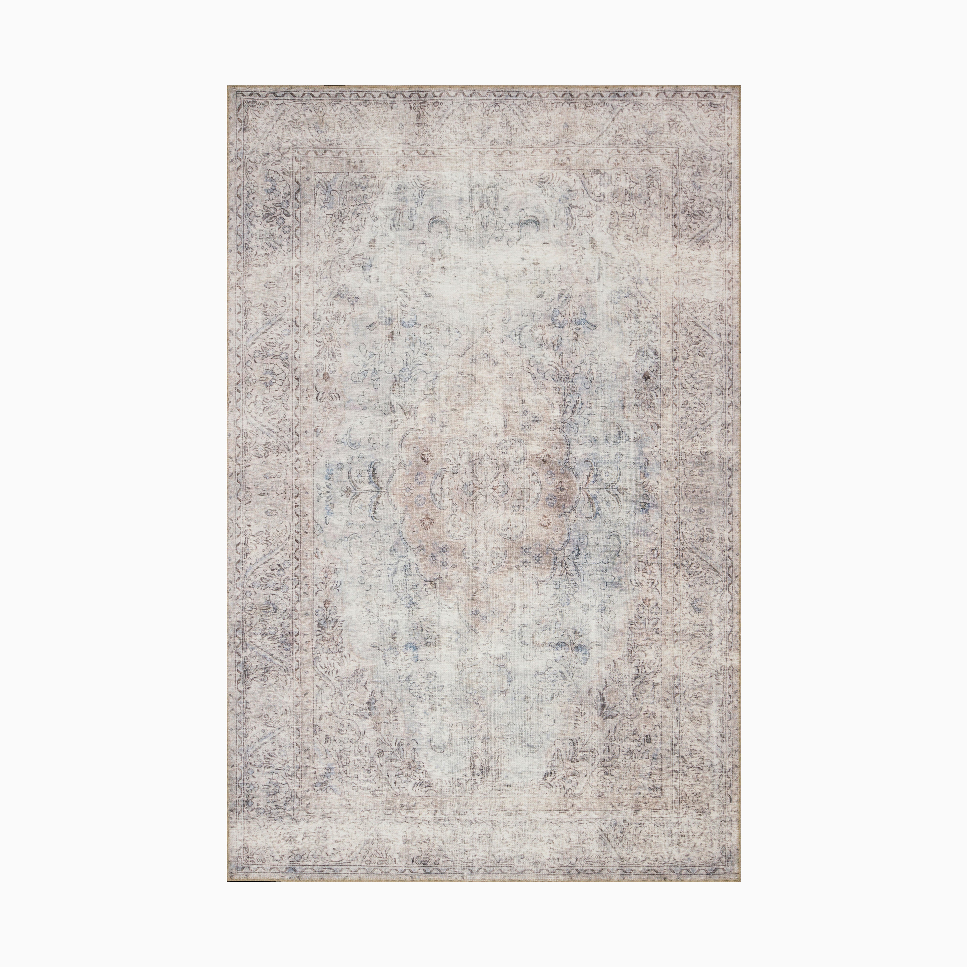 Pascal Polyester Face Rug in Platinum / Mist