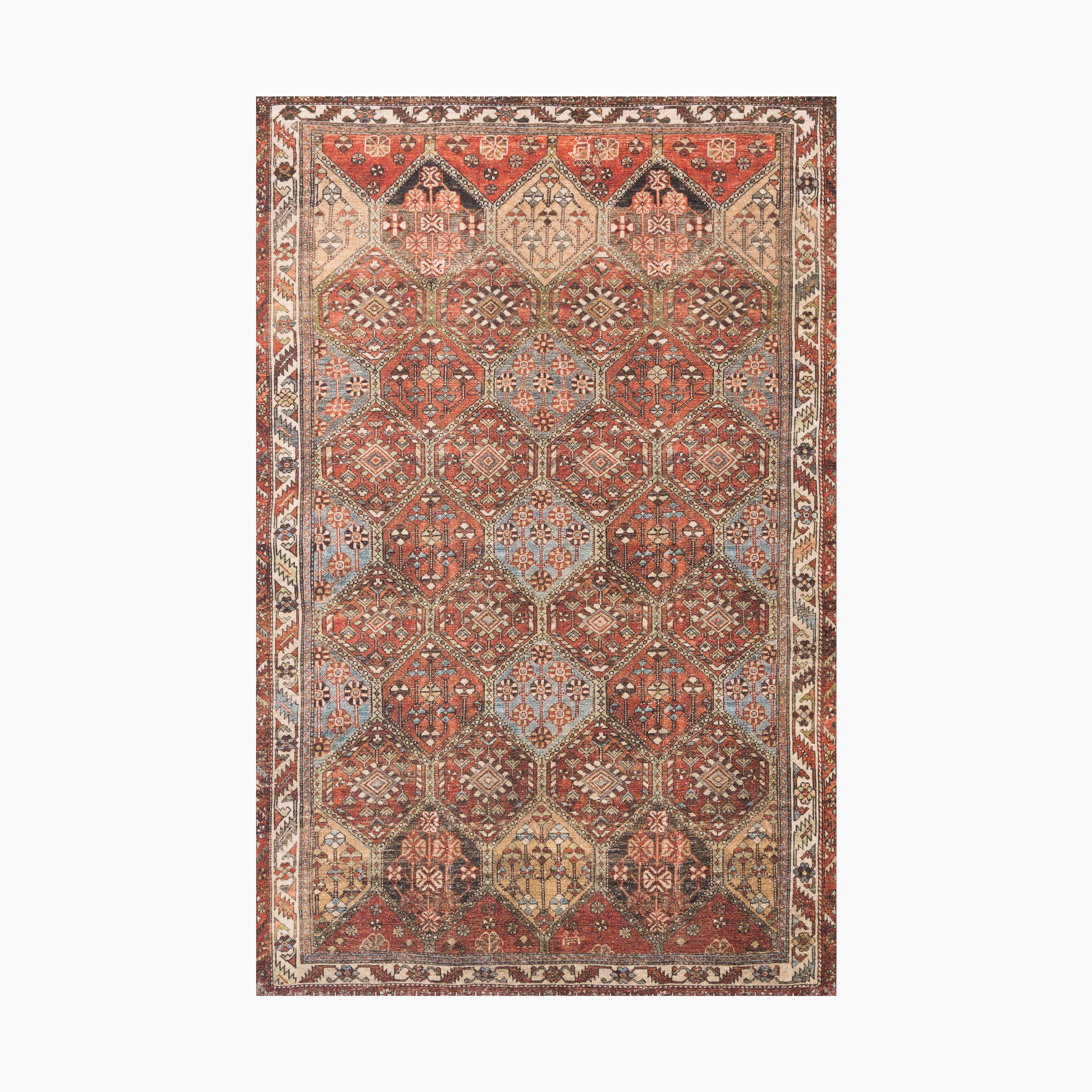 Pascal Polyester Face Rug in Rust / Multi