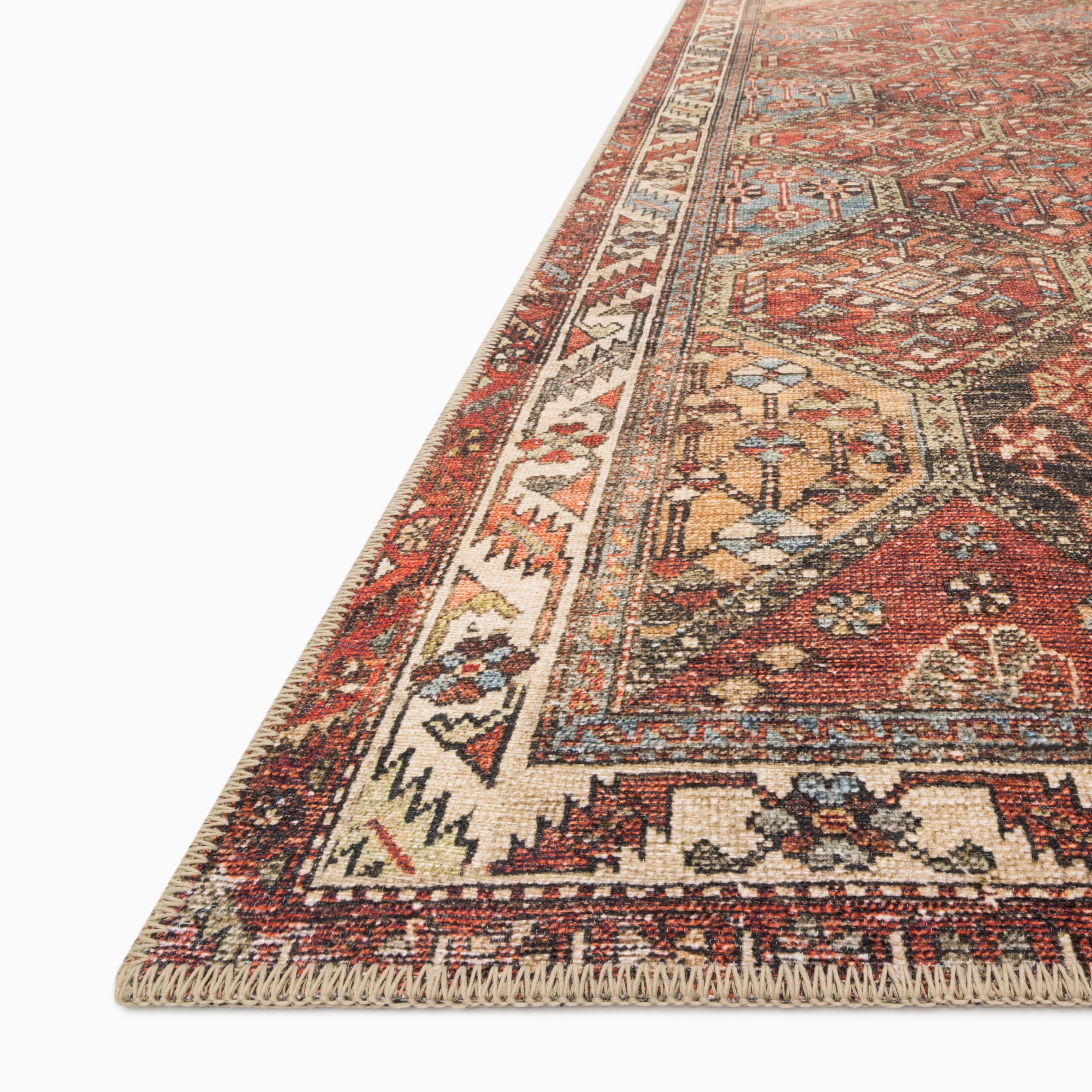 Pascal Polyester Face Rug in Rust / Multi