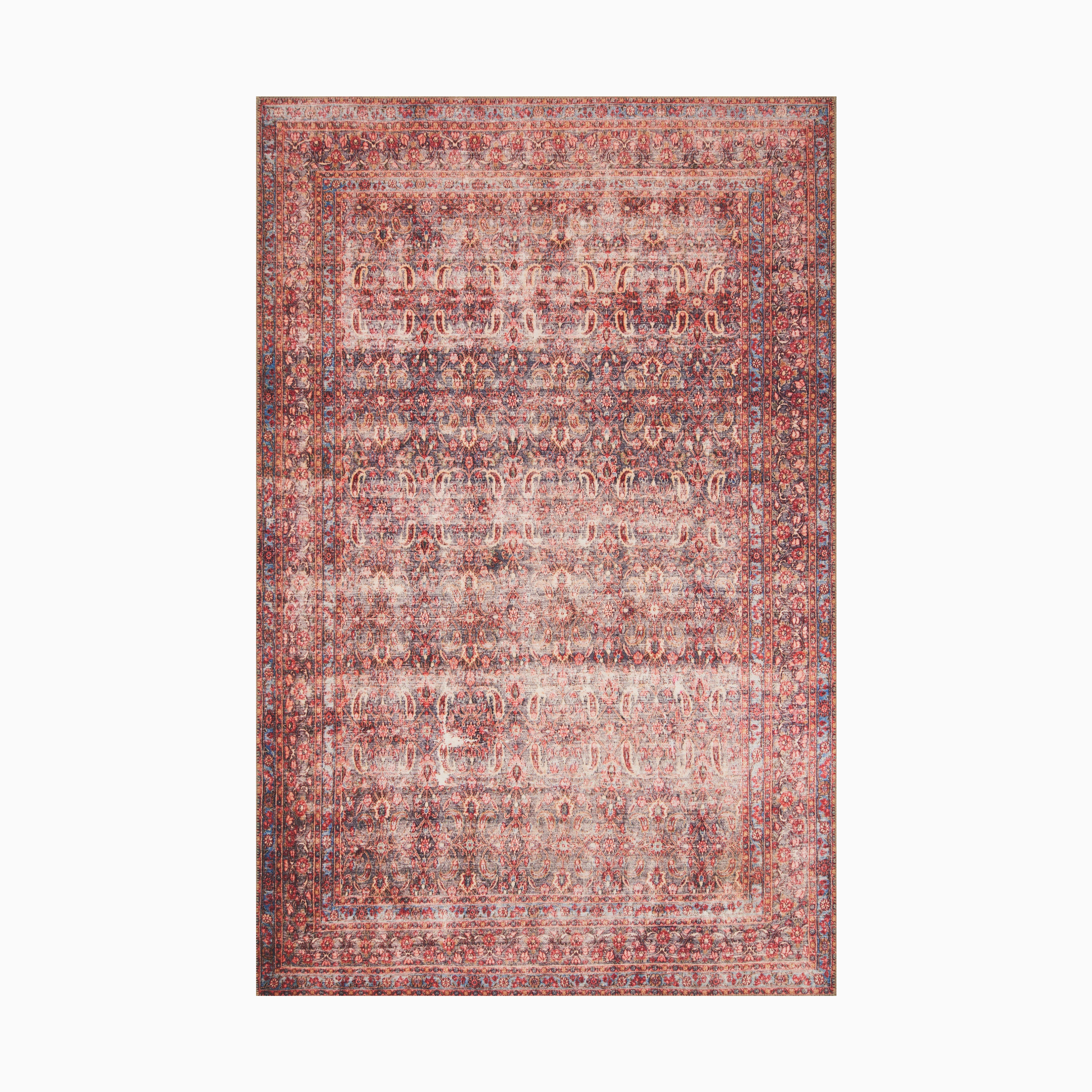 Pascal Polyester Face Rug in Scarlett / Navy