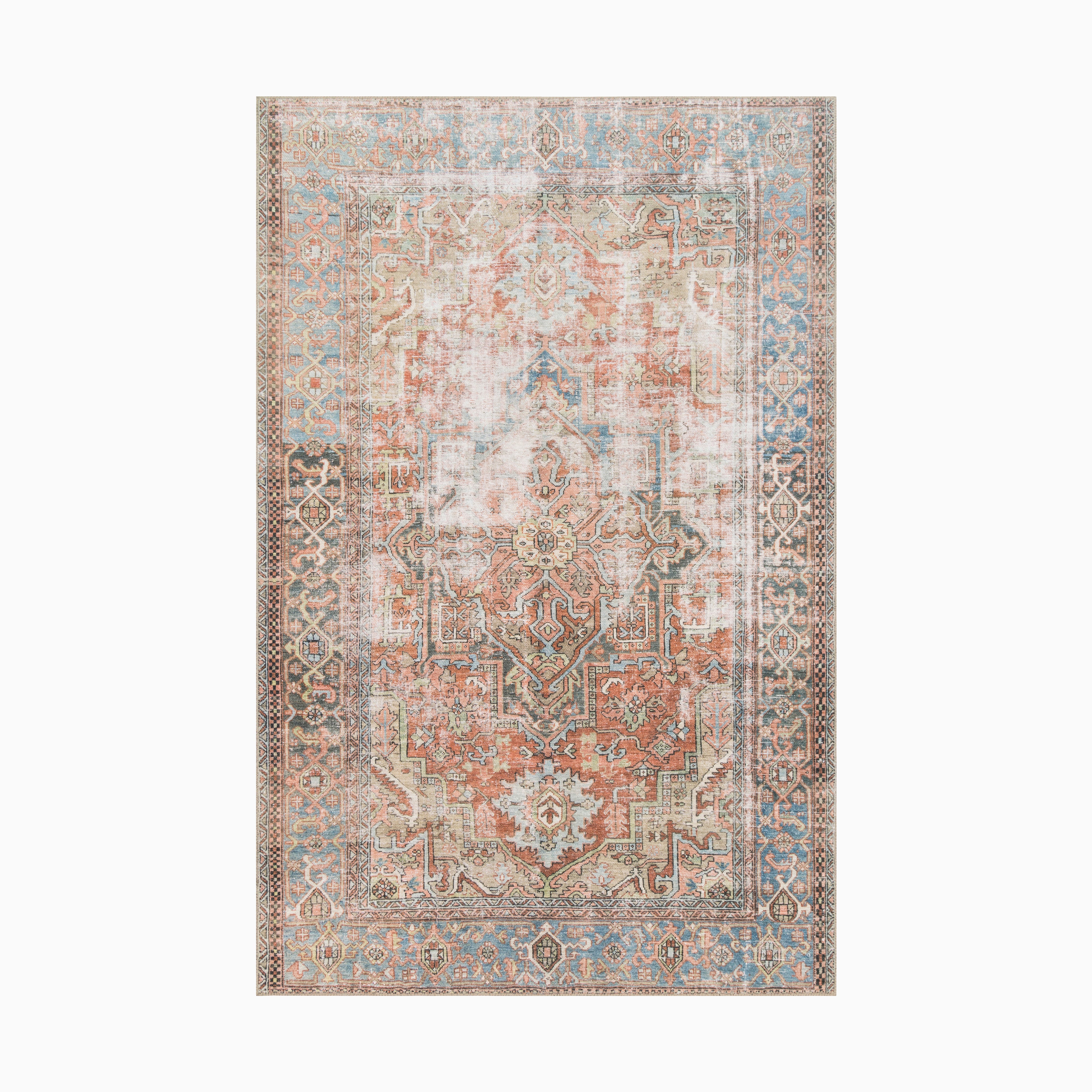 Pascal Polyester Face Rug in Spice / Cobalt