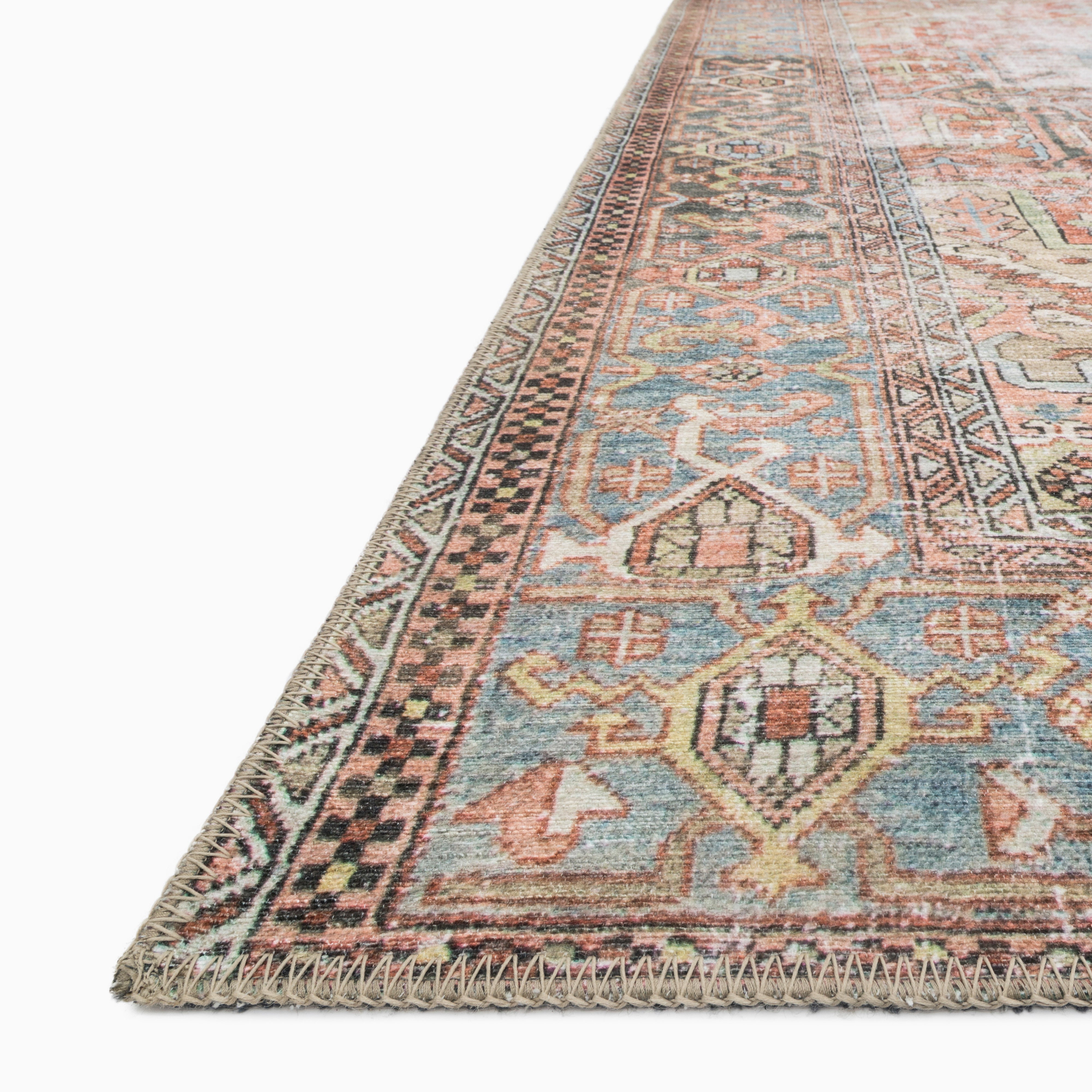 Pascal Polyester Face Rug in Spice / Cobalt