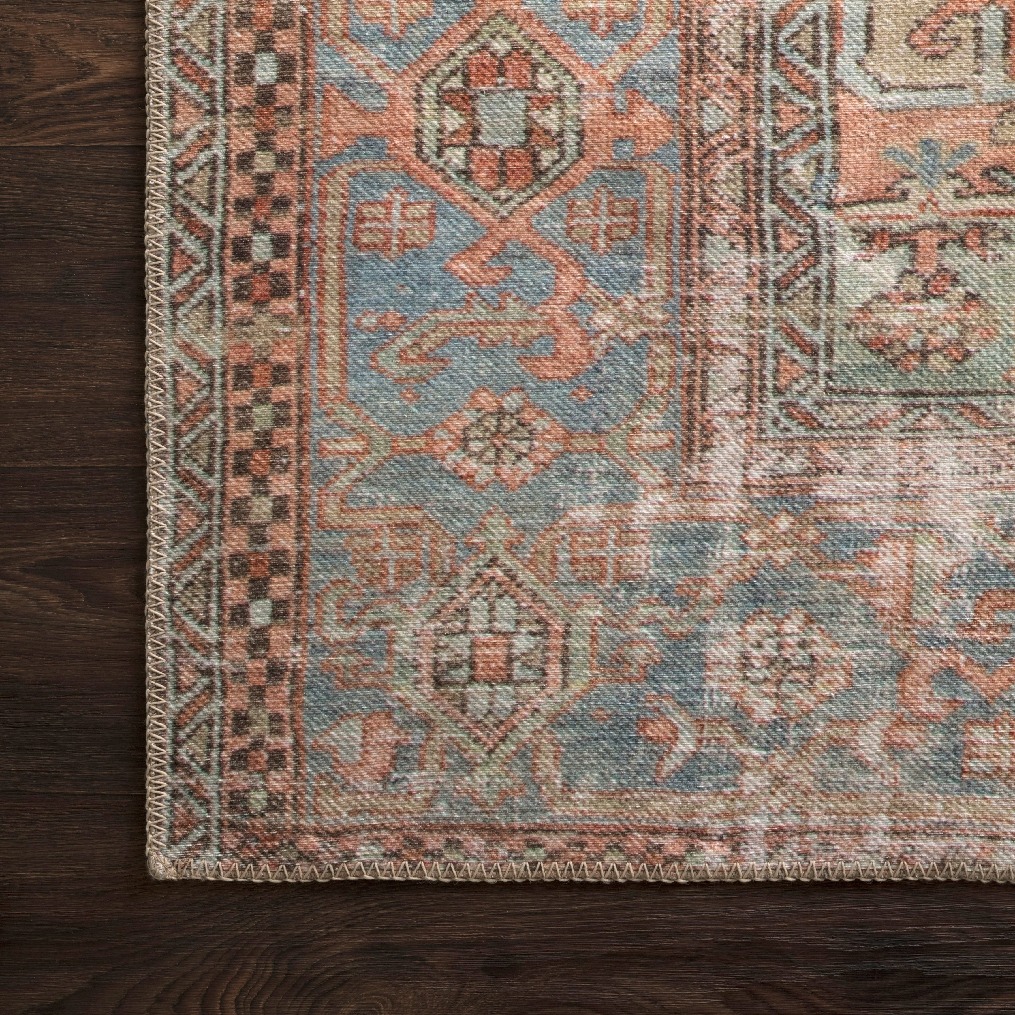 Pascal Polyester Face Rug in Spice / Cobalt