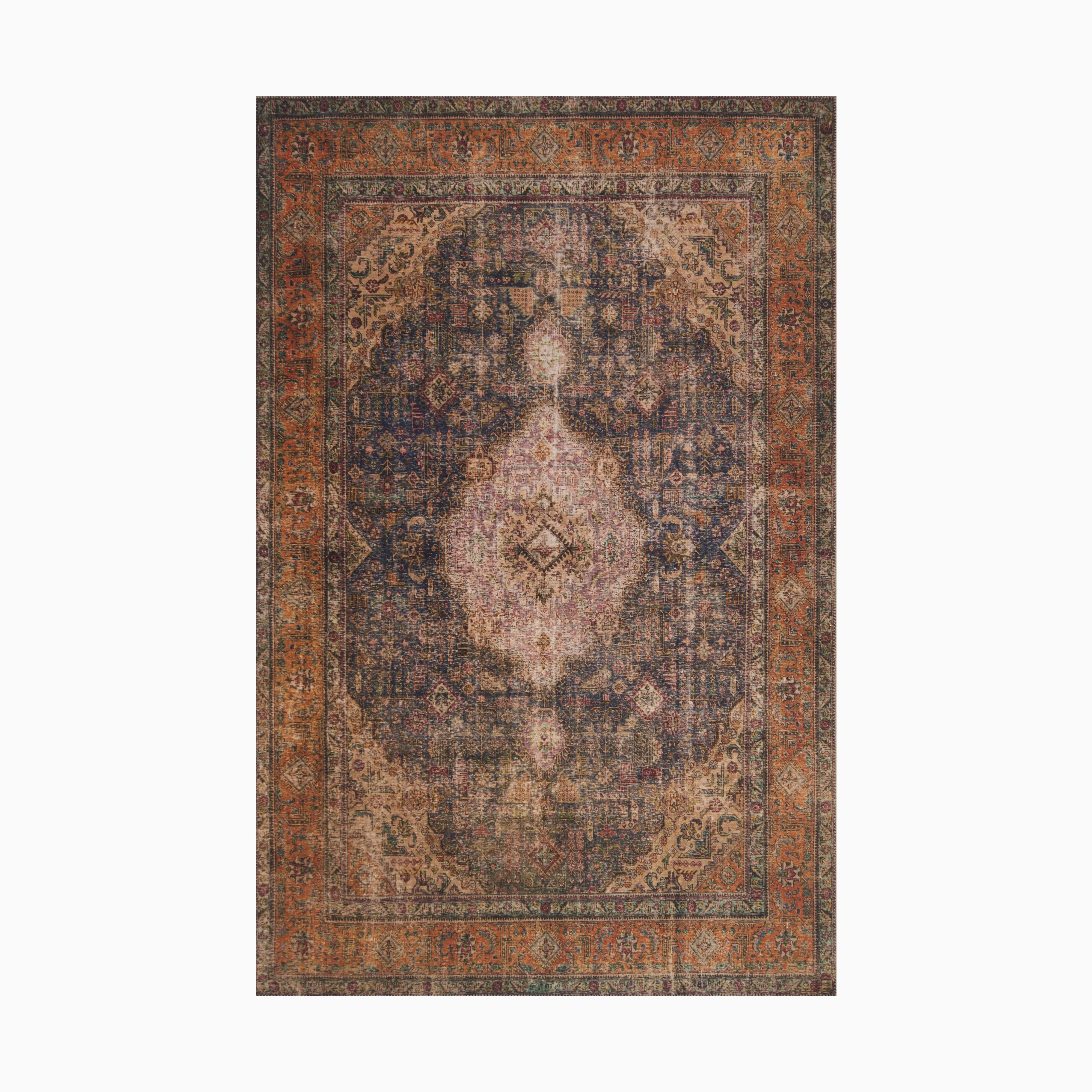 Pascal Polyester Face Rug in Terracotta / Multi